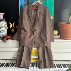 Vintage Brown 1960's Cambridge Men's Ivy Style suit coat 39W